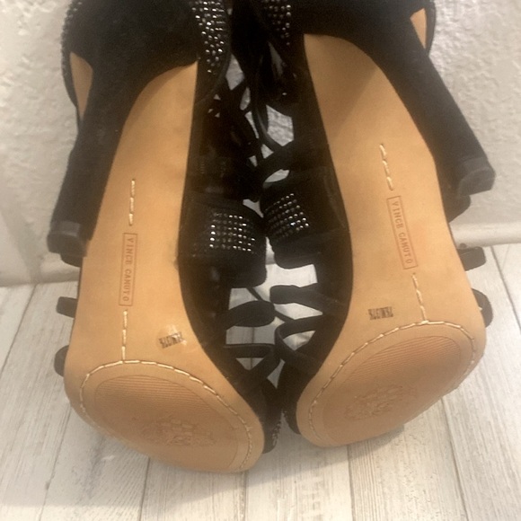 New-Vince Camuto Lace Up Black with Blackened Silver Studs Stilettos. - Picture 11 of 11